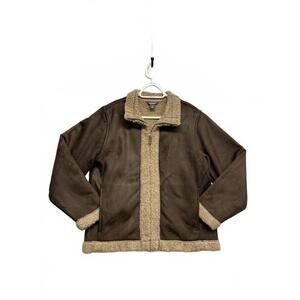 Vintage Y2K Woolrich Women's Brown Faux Suede/Shearling Fleece Jacket Size M